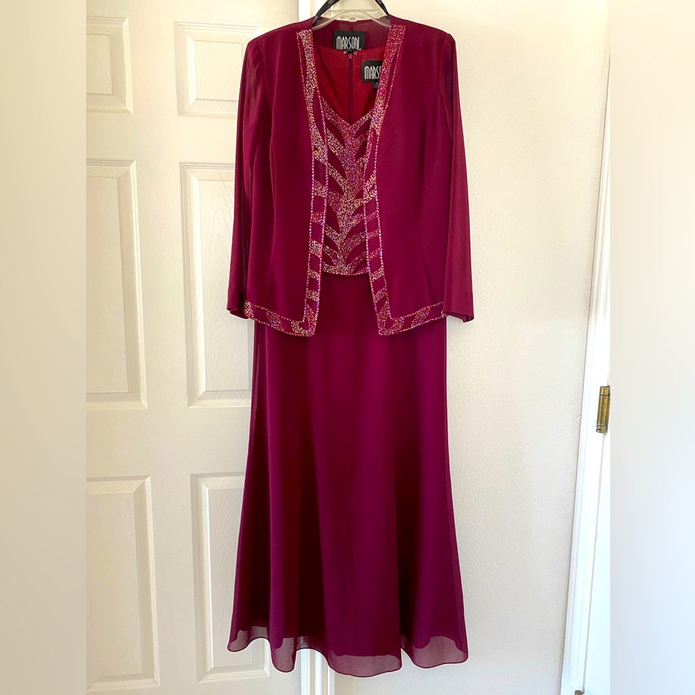 Marson WOMENS Bead and Sequins formal / wedding two piece gown